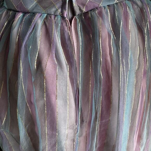 Vintage Enchanted Fairy Princess Metallic Striped Bow Gown Dress - Picture 10 of 14